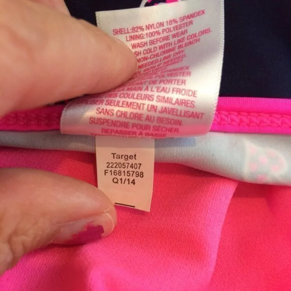 Xhilaration Bikini Top Size Large Childrens  Tankini 10/12 Pink Black Swim Suit